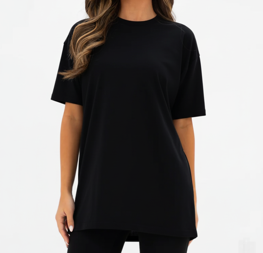 Femme Black Drop Shoulder