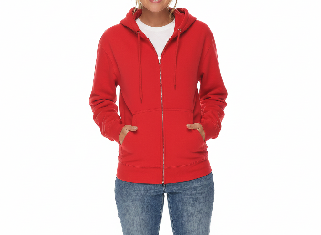Chic Red Zip-up Hoodie