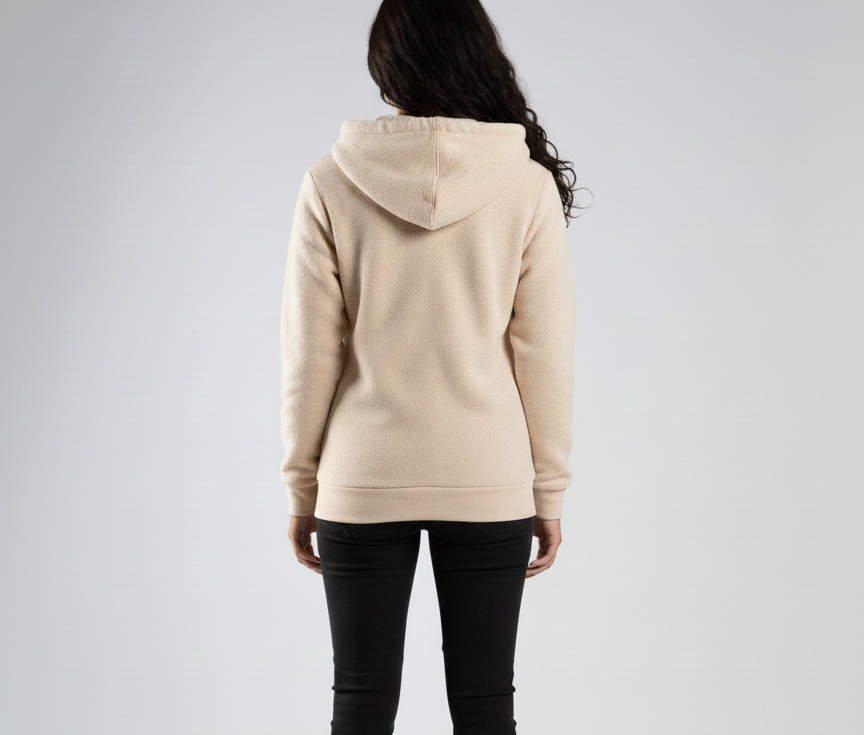 Silk Beige Zip-up Hoodie