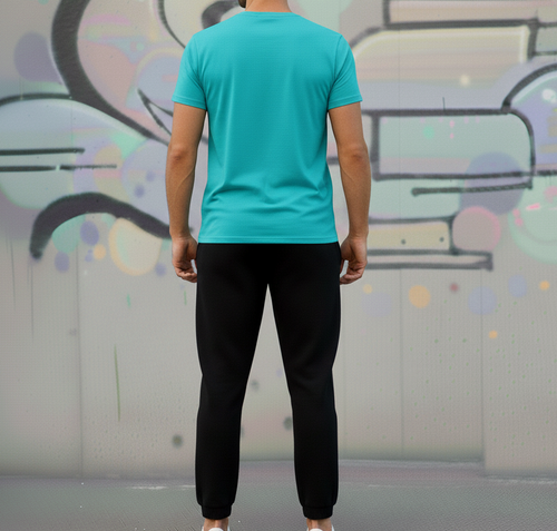 Aqua Blue T-Shirt & Black Sweatpant