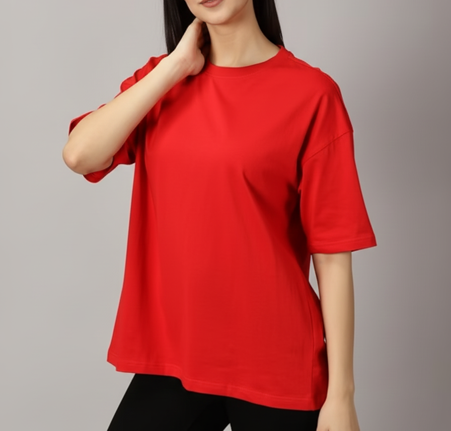 Chic Red Drop Shoulder
