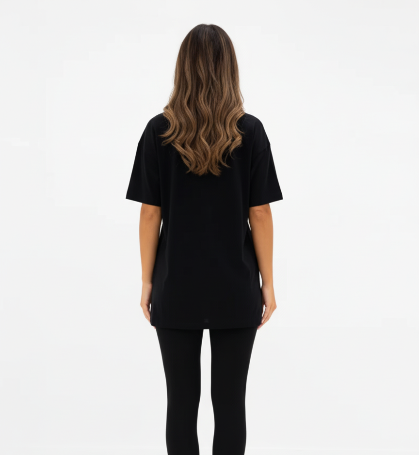 Femme Black Drop Shoulder