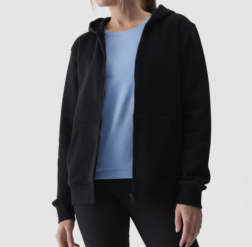 Femme Black Zip-up Hoodie