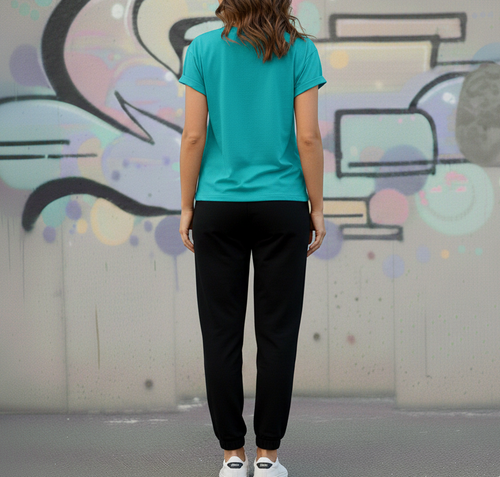 Aqua Blue T-Shirt & Black Sweatpant
