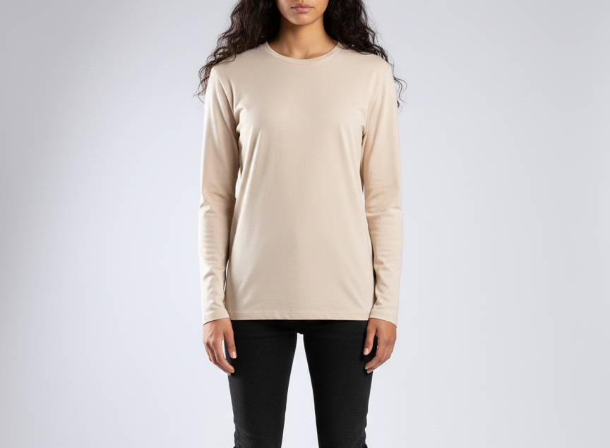 Silk Beige Long Sleeve T-Shirt