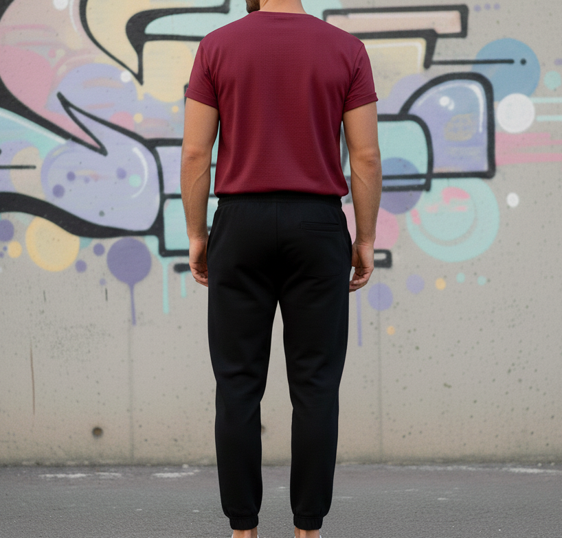 Maroon T-Shirt & Black Sweatpant