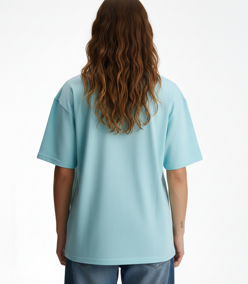 Aqua Blue Drop Shoulder