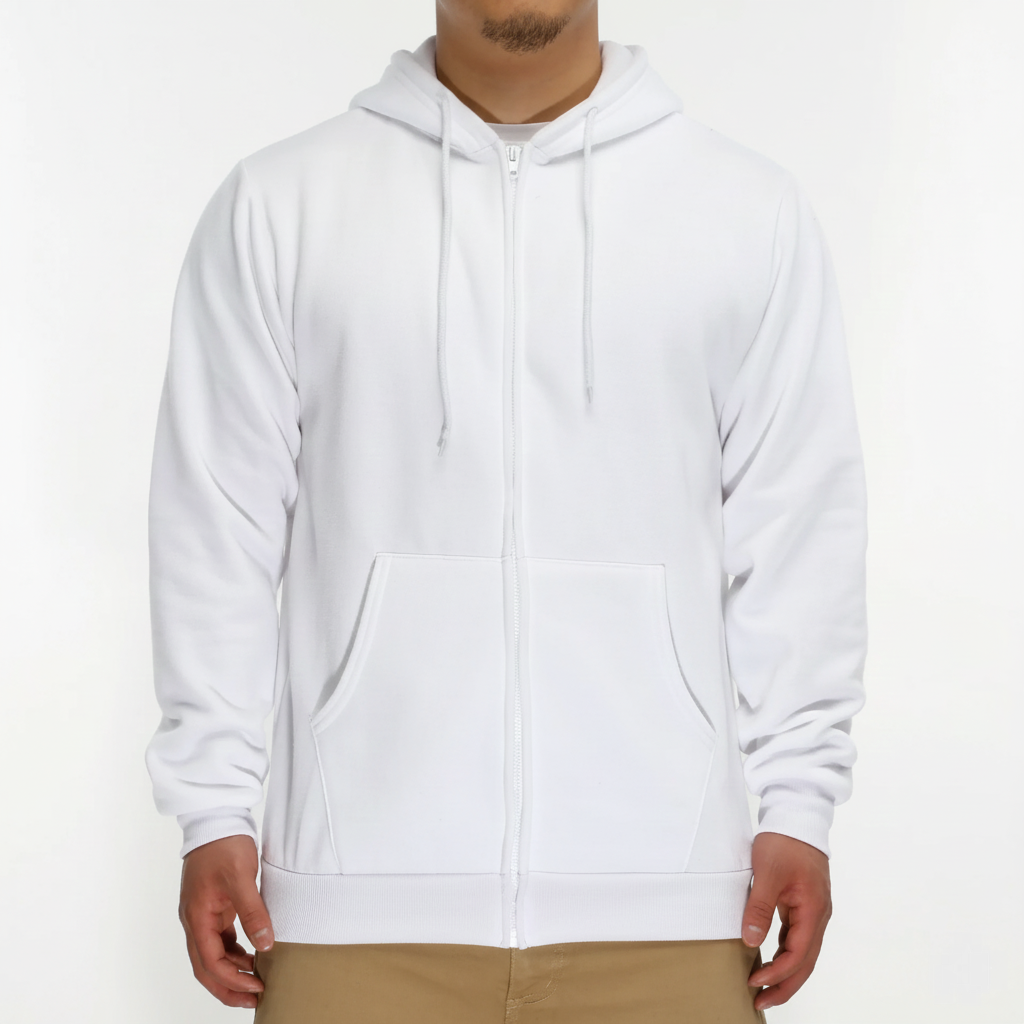 Classic White Zip-up Hoodie