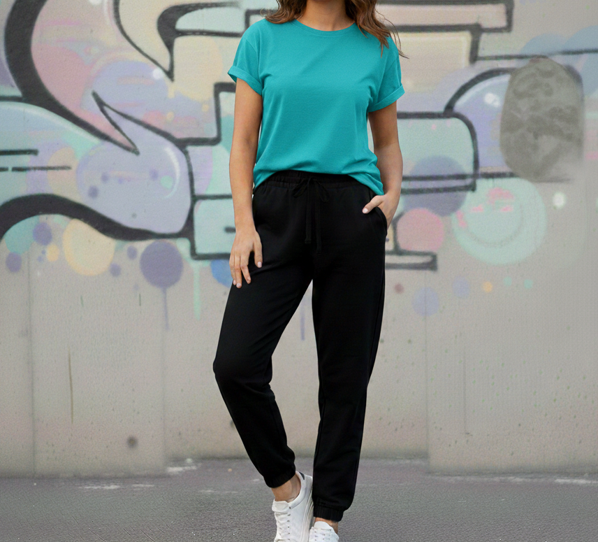 Aqua Blue T-Shirt & Black Sweatpant