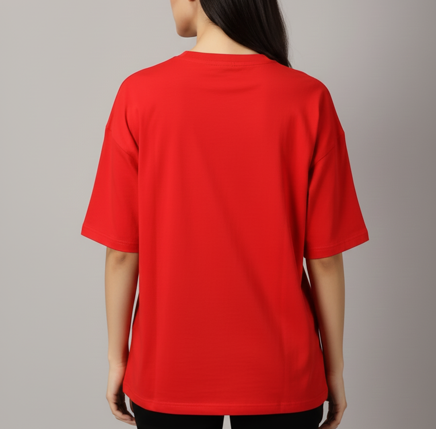 Chic Red Drop Shoulder
